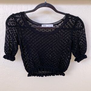 Zara Knit Ruffled Cropped Top